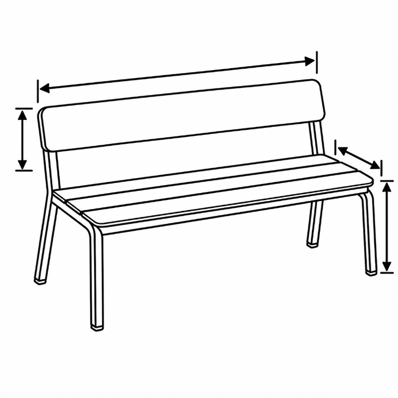 Steel Garden Bench Seating Proportions