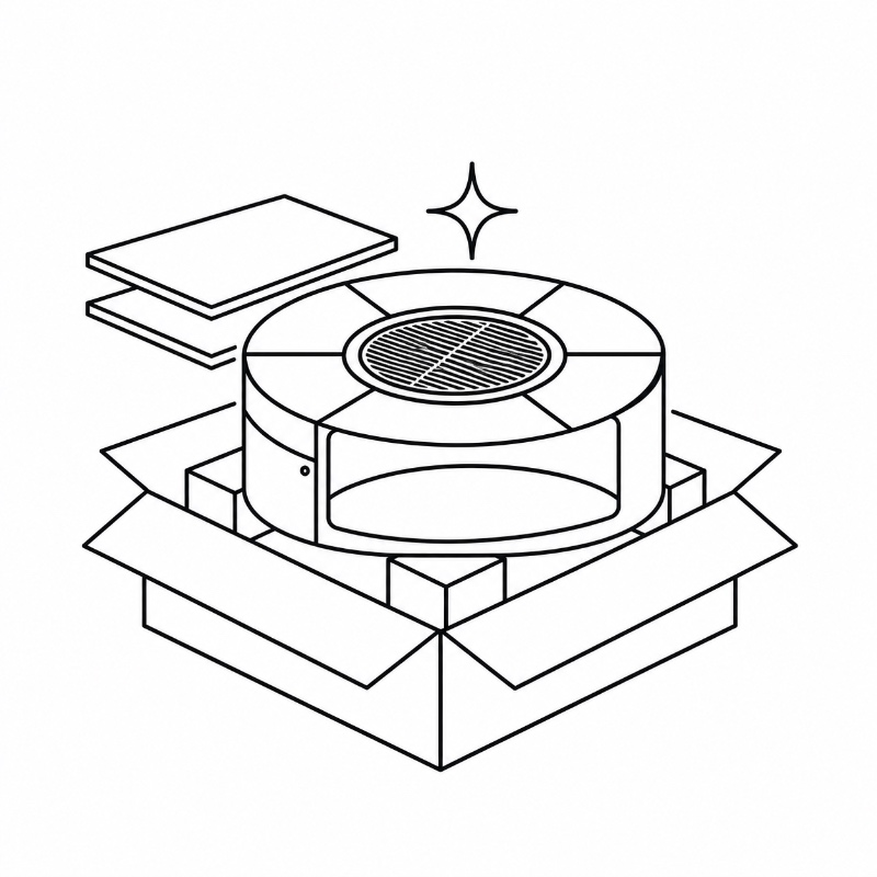 Fire Pit Material, Finish & Packaging